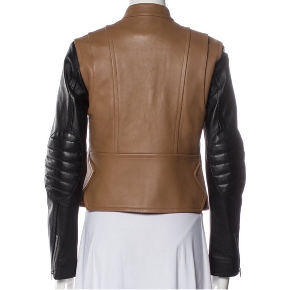 🤩🔥 ALEXANDER WANG Two-Tone Lambskin Biker Jacket | Size M 🖤🤎 - Picture 3 of 7